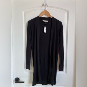 LOFT Black Ribbed Open Cardigan